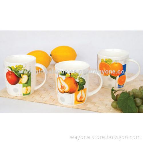 Fine China Mug with Fruit Design, Available in 12oz Volume, Measuring 8.3 x 9.5cm, Popular Shape